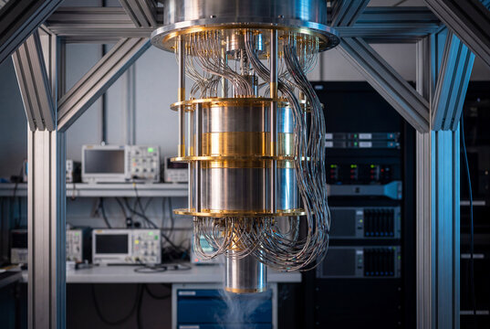 Quantum computing cryostat installed in research laboratory