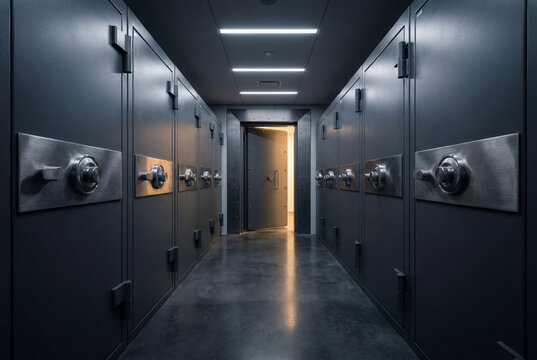 Secure vault corridor with reinforced storage rooms