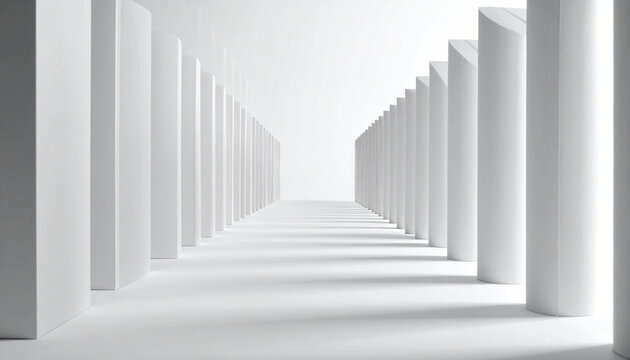 White Architectural Corridor Perspective