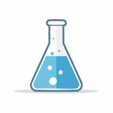 Erlenmeyer Flask with Blue Liquid and Bubbles