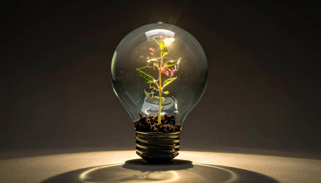 Light Bulb with Growing Plant