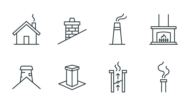 Various chimney and smoke stack icons representing heat and home comfort