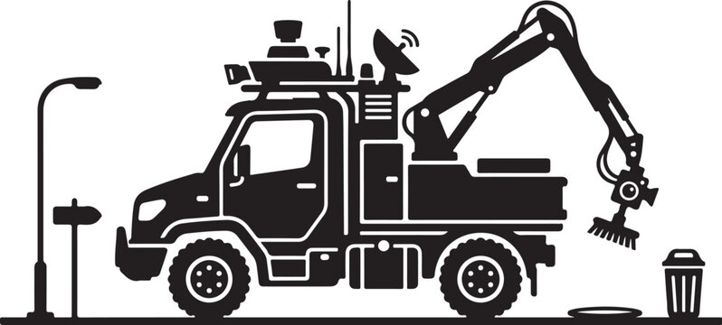 Tow truck, vehicle recovery, roadside assistance, black silhouette, flat design, vector illustration