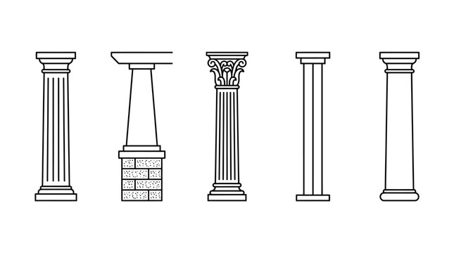 Collection of architectural columns in classic and modern styles