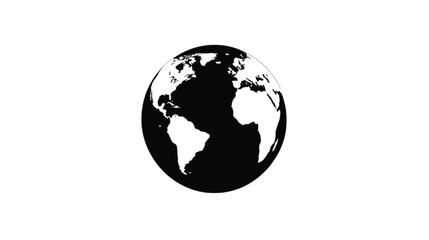 Fototapeta premium Globe showing the Americas is presented as a high-contrast black and white vector illustration.