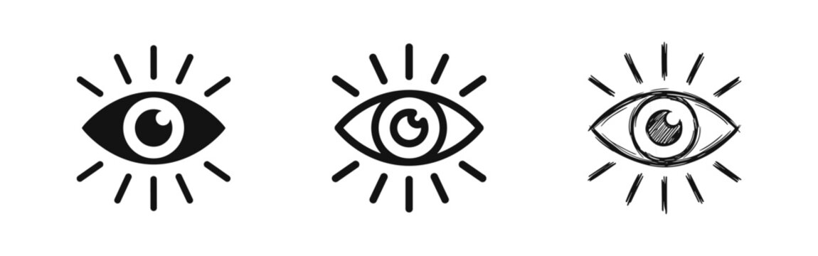 Human eye vision awareness icon set