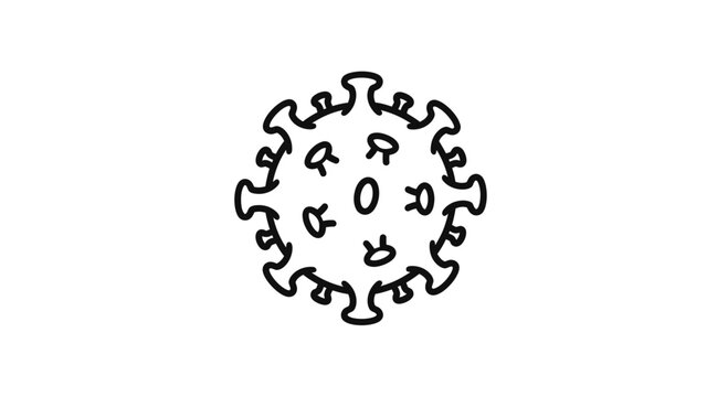 Hand-drawn illustration of a coronavirus particle, virus icon, pandemic symbol