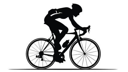 Fototapeta premium Cyclist silhouette speeds forward on a racing bicycle to represent professional athletic training and outdoor fitness performance.
