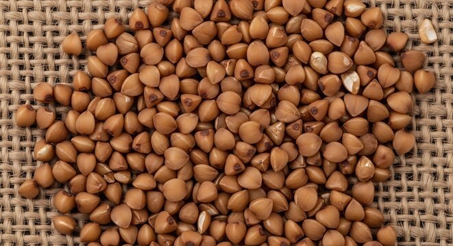 Healthy organic buckwheat groats pile food ingredient natural texture