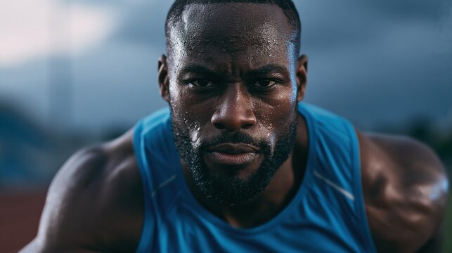 Determined Athlete Training at Dawn