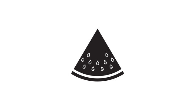 Watermelon slice, black icon, fruit symbol, food illustration, vector graphic