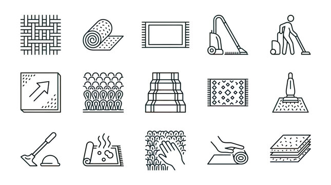 Home interior flooring and cleaning icon set collection