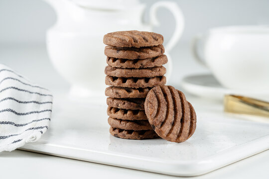 Chocolate cookies on breakfast table