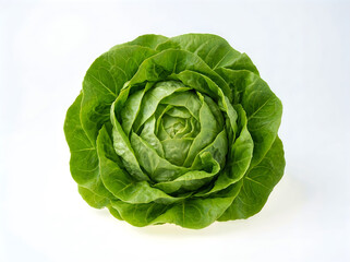 Fototapeta premium Fresh green butter lettuce head isolated on white background