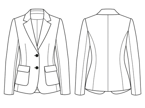 Technical sketch of a womens twobutton blazer