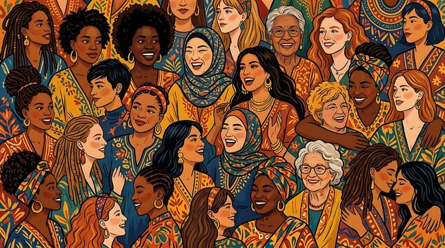 Diverse group of women celebrating unity and friendship