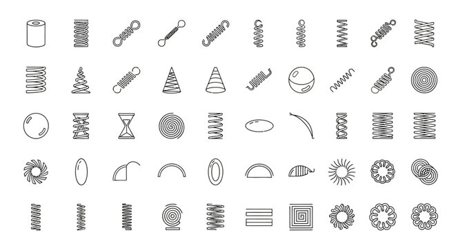 Mechanical icons, gear shapes, industrial symbols, 40 tool graphics