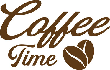 Obraz premium Brown coffee time text with transparent background