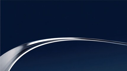 Obraz premium applicability. A silver curve cutting across a deep blue background, conveying speed and motion. event key visuals, club posters, designed for sports event promotions and stadium branding.
