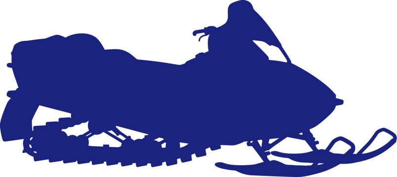 Winter recreational snowmobile vehicle silhouette isolated on a plain transparent background