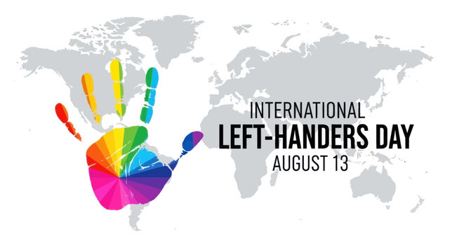 International lefthanders day with colorful handprint