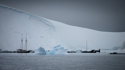 Expedition Schooner with Shipwreck, Antarctic © Dimitriu