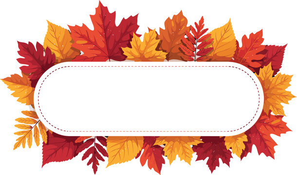 Autumn leaves frame vector banner with blank white copy space, colorful maple and birch foliage