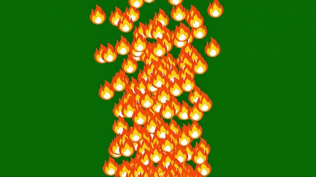 Rising Fire Emojis on Green Screen &ndash; Chroma Key Trending Overlay Animation