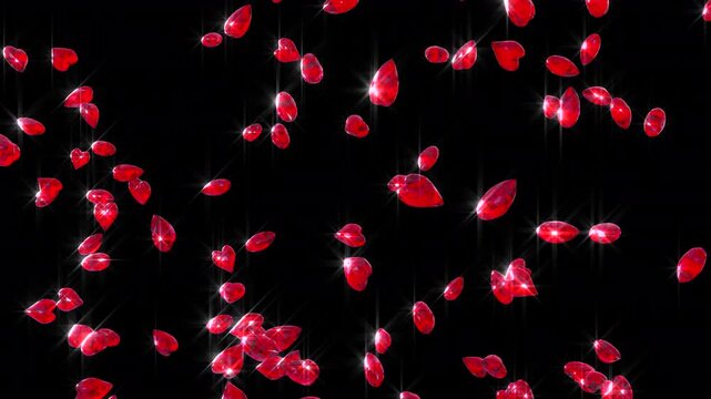 Diamond Hearts Falling Red Motion Graphics Animation