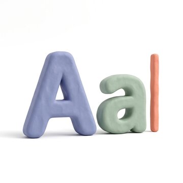 3D render pastel clay letters uppercase A lowercase a on white background with studio lighting