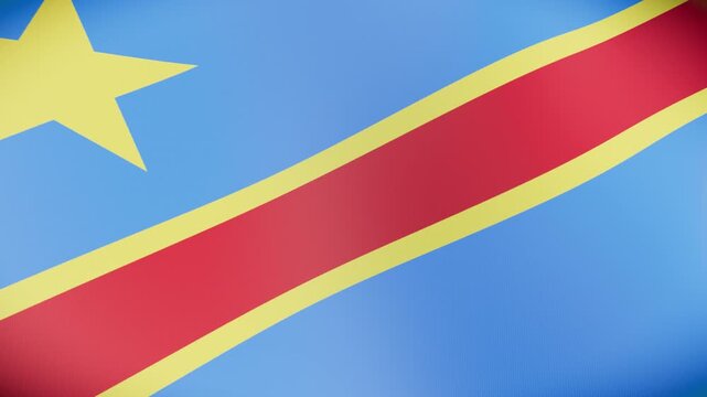 Bright waving 3D Democratic Republic of Congo flag, a seamless corporate green screen video background loop for African identity