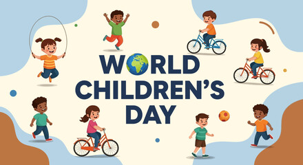 Fototapeta premium World childrens day celebration with diverse kids playing