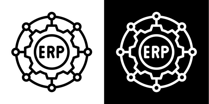 Erp System  Icon Set White Line Style Collection