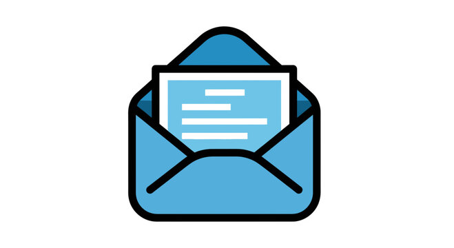 Email icon with document inside blue envelope