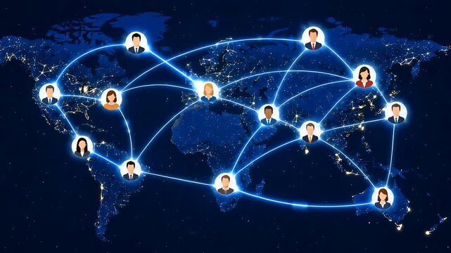 Global Business Network with Online Meeting Concept