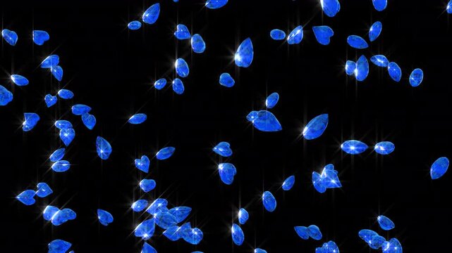 Diamond Hearts Falling Blue Motion Graphics Animation