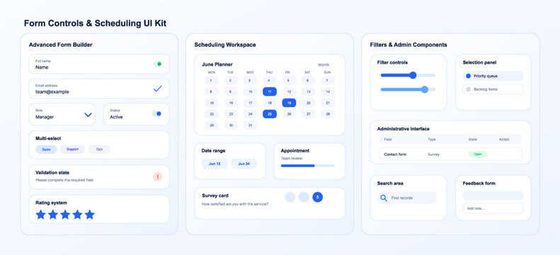 Ui kit components for form controls and scheduling
