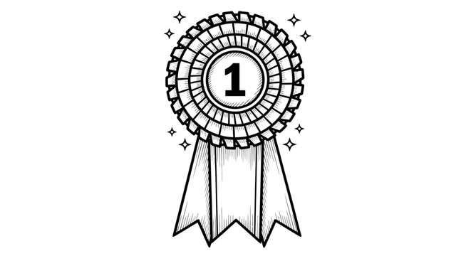 First Place Award Ribbon with Number One and Sparkles.