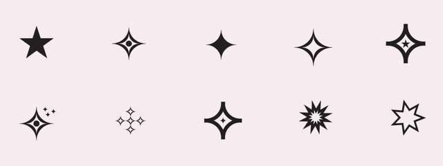 Fototapeta premium Sparkle vector icons set. Shine symbol illustration. star sign collection.