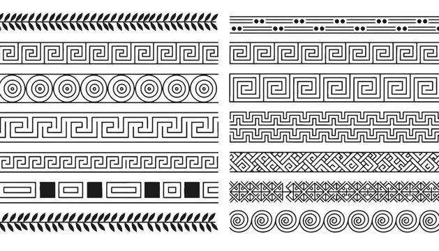 Decorative geometric borders collection seamless patterns