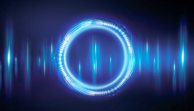 Abstract neon background with glowing circles.