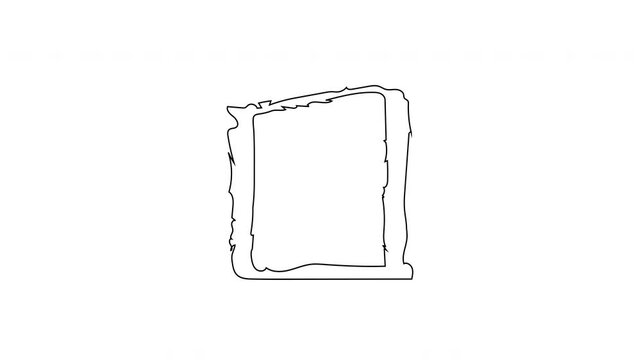 Hand-drawn frame black rectangular border on a transparent background