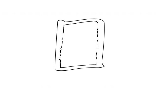 Animation Hand-drawn Black Rectangle Frame on transparent Background 4k