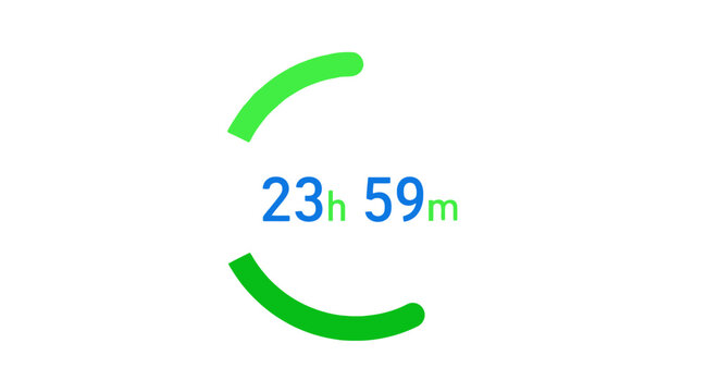 A circular progress indicator showing almost a full day, with 23 hours and 59 minutes displayed.