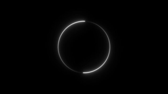 A simple glowing white circle shape isolated on a solid black background with a thin light stroke and a smooth minimalist circular geometric outline