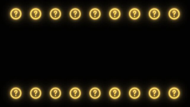 Neon Question Mark Border Grid - Flickering Yellow Light