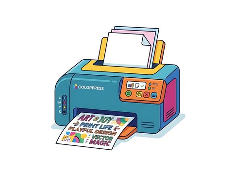 Modern printer device producing creative design documents