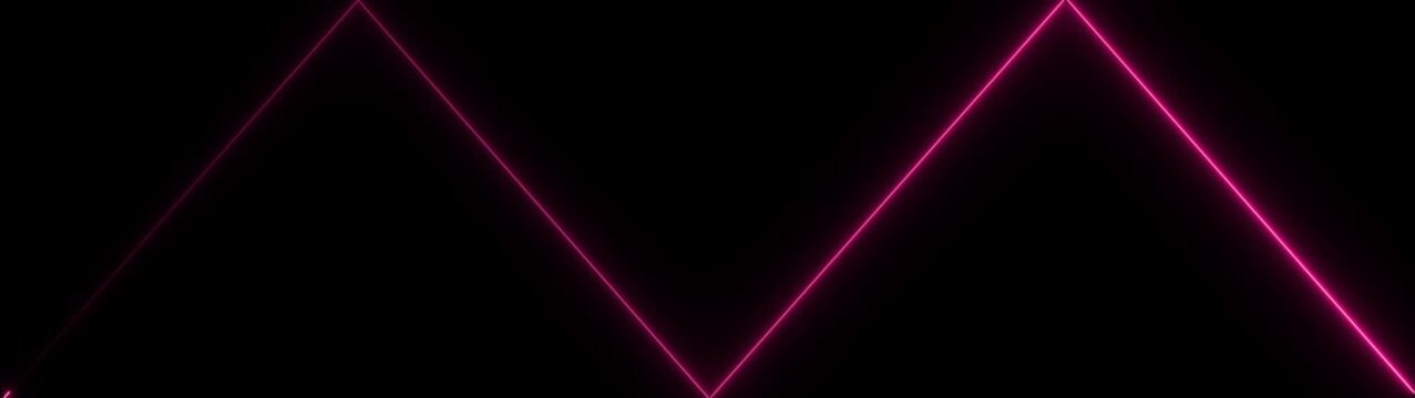 Glowing pink neon zigzag line pattern on a deep black background for digital overlays and abstract geometric