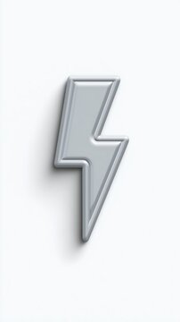 Minimalistic lightning icon on a light background. 3D symbol of energy and electricity.