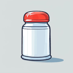 Obraz premium A glossy red-capped bottle stands alone in a soft grey backdrop